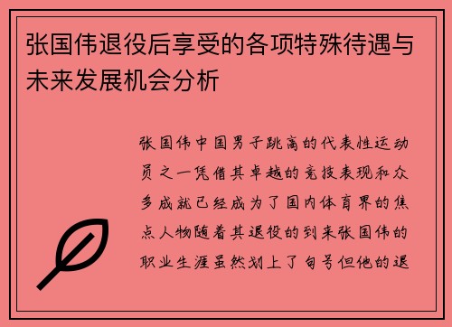张国伟退役后享受的各项特殊待遇与未来发展机会分析